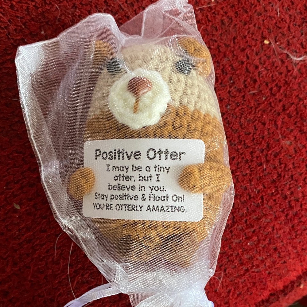 Positive Otter Plush Toy - Brown Cream Knitted Small